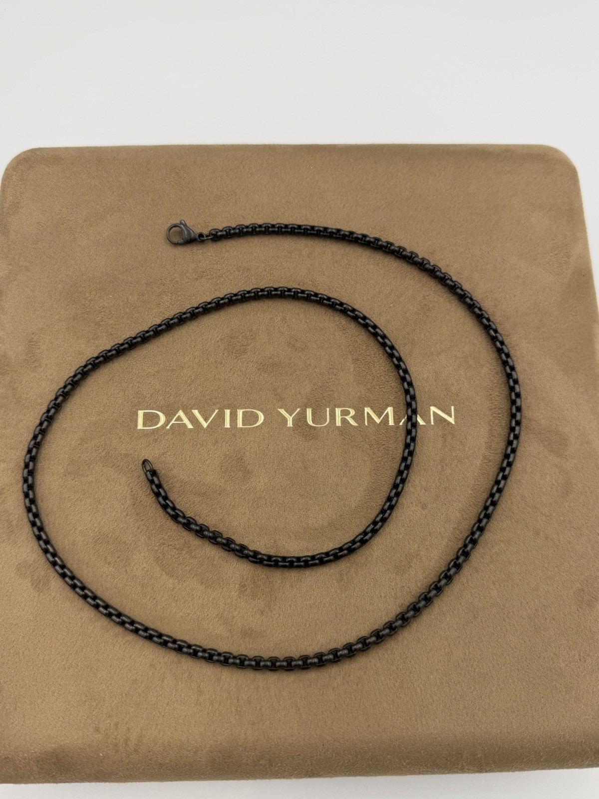 David Yurman Box Chain Necklace in Darkened Stainless Steel 4mm 26 inch