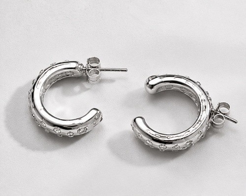 Avon Pave Petite Hoop Earrings Silver Color New In Original Box Fast Shipping