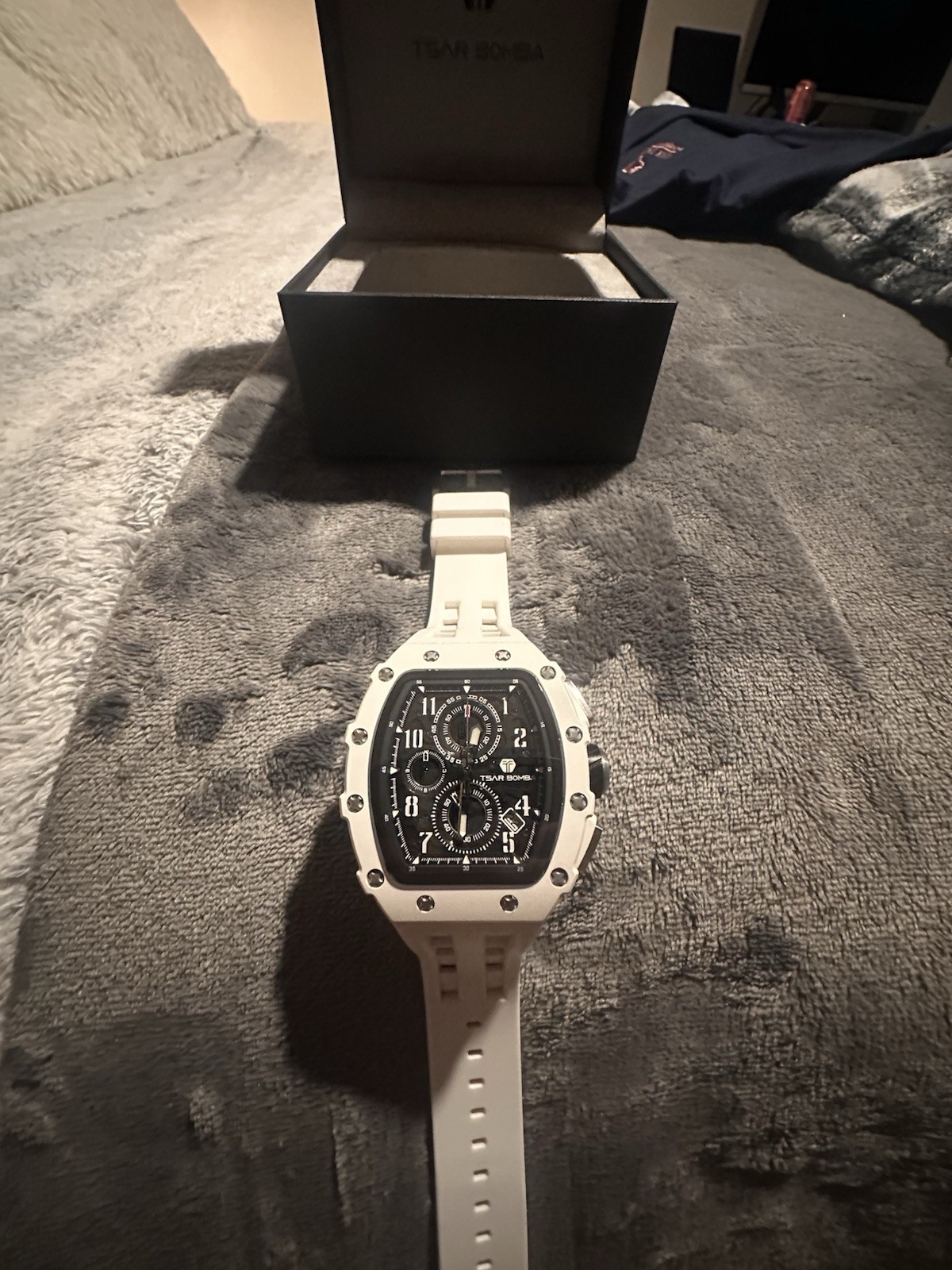 TSAR BOMBA TB8204B White Bioceramic Chronograph Quartz Watch 50m
