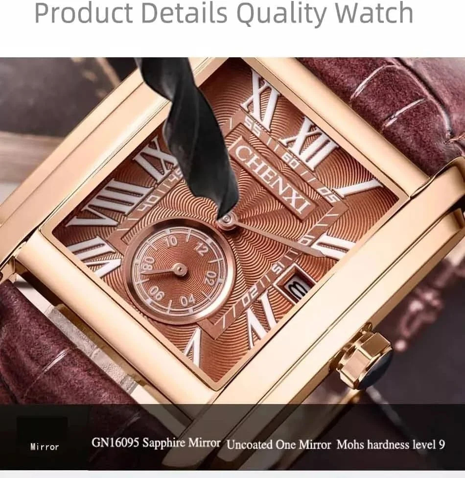 Men’s Watches Casual Retro Rectangular Waterproof Dress Analog Quartz Wri