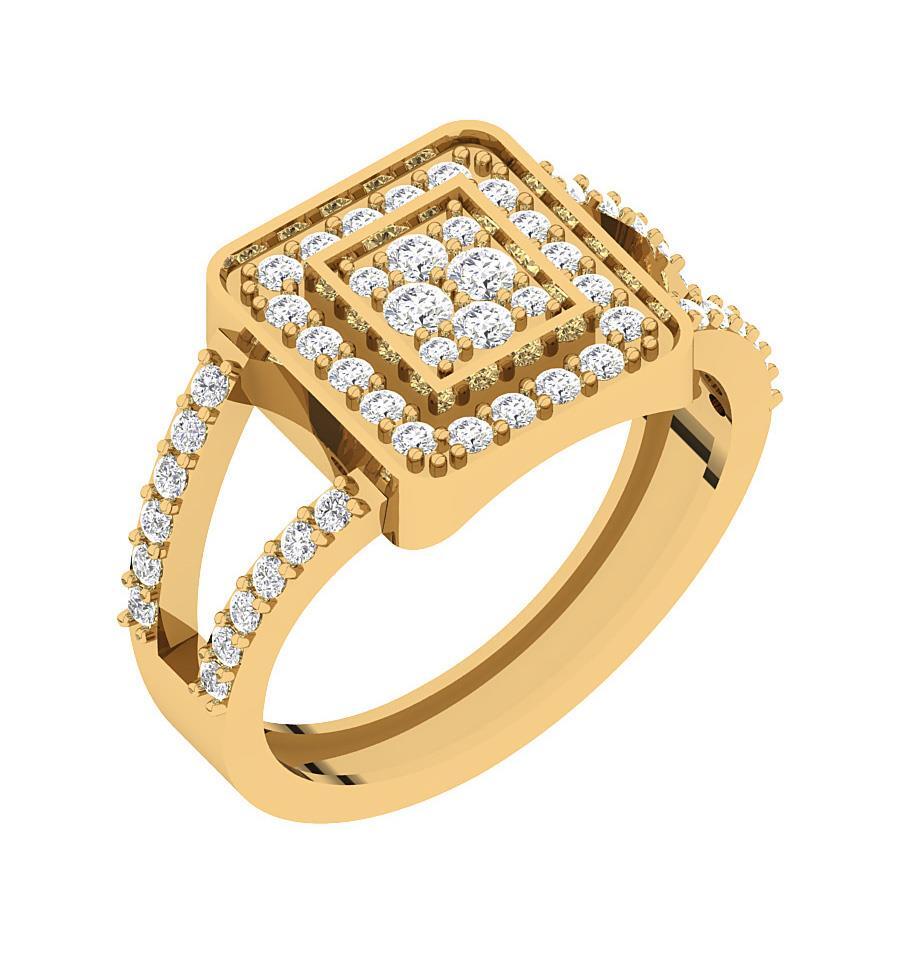 14K Rose Gold Square Right Hand Wedding Ring SI1 G 0.75 Carat Natural Diamond