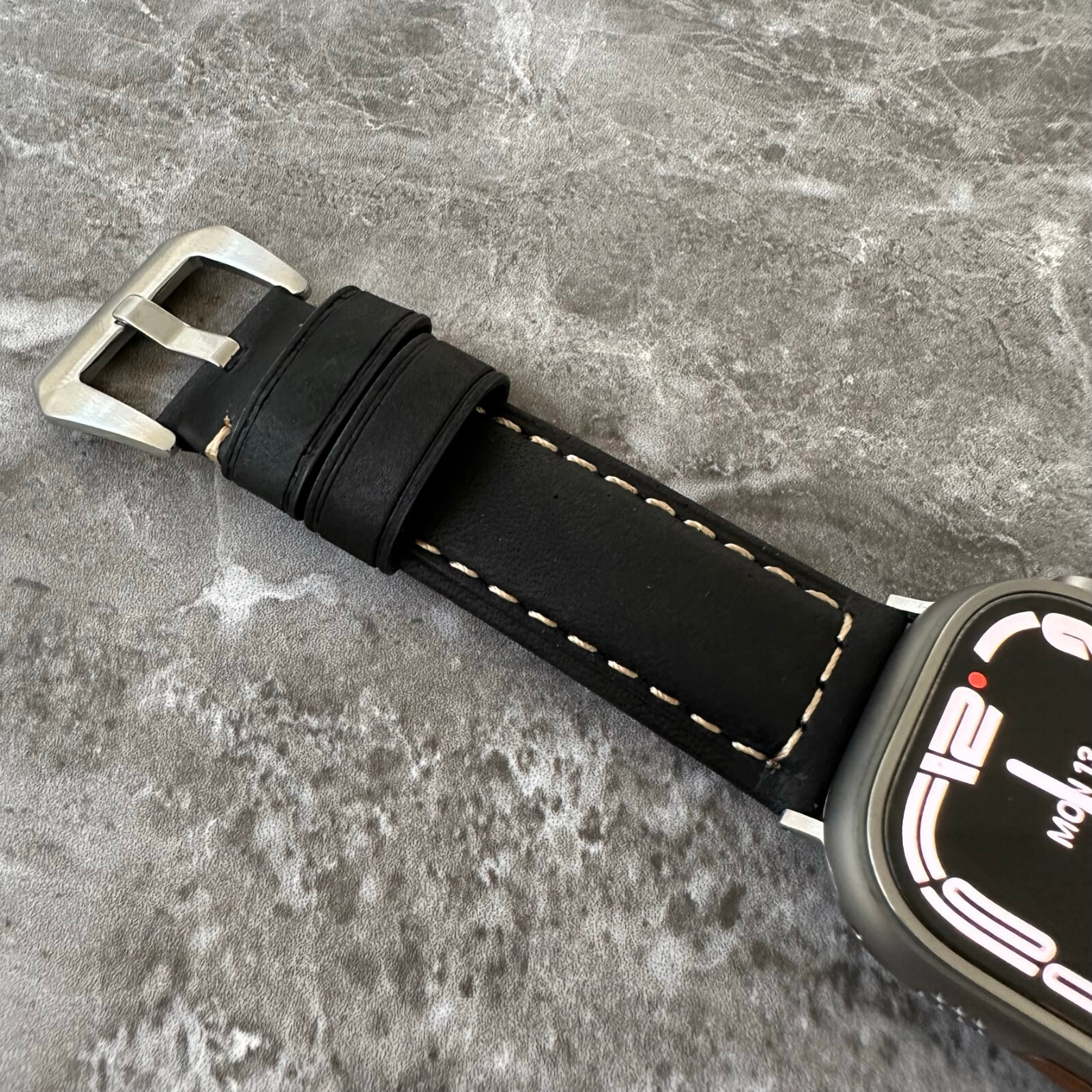 Black Suede Padded Leather Watch Strap Band For NEW Apple Watch Ultra 1 2 49mm