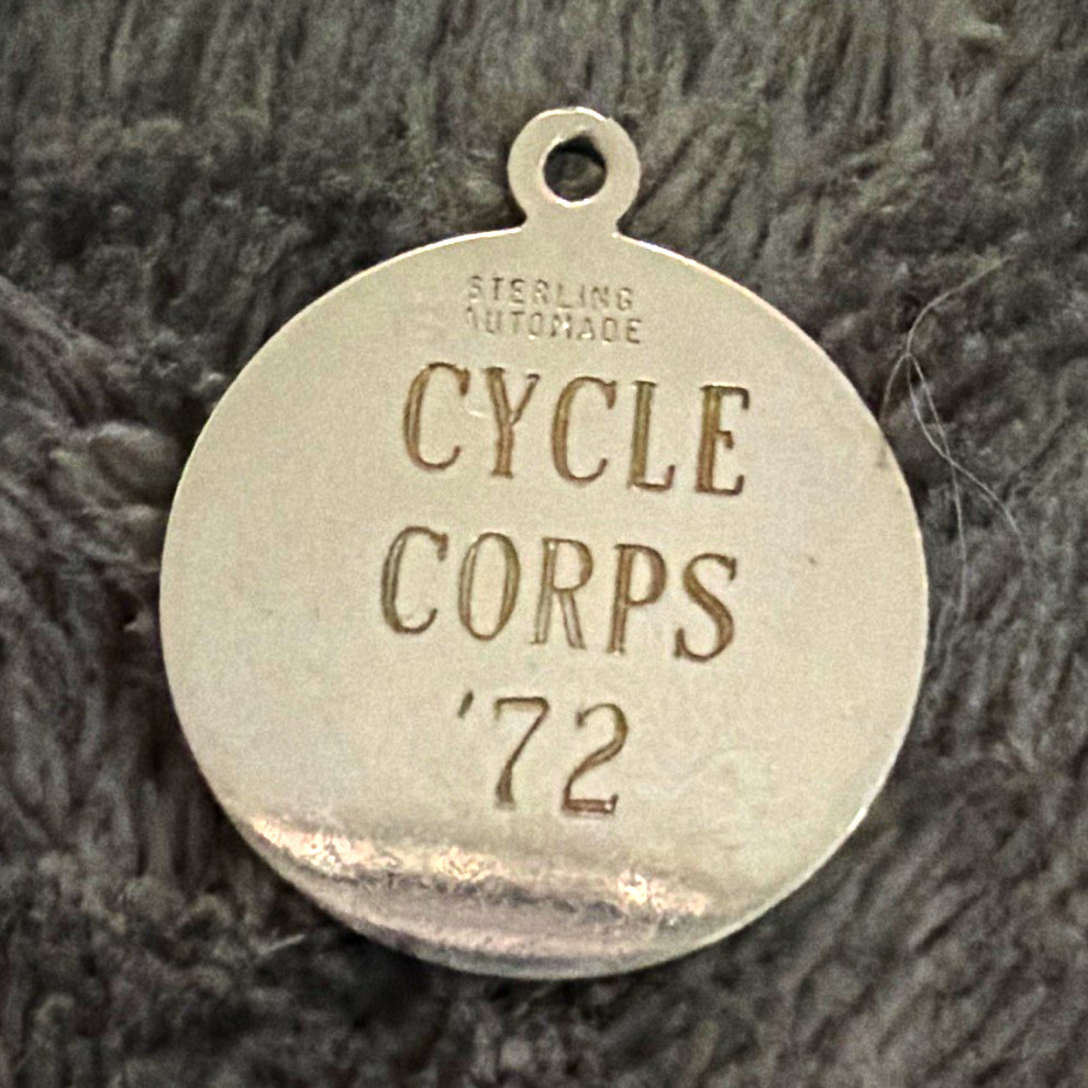 Sterling Silver Engraved Round Dangle Charm Cycle Corps ’72 100 Years Shrinedom