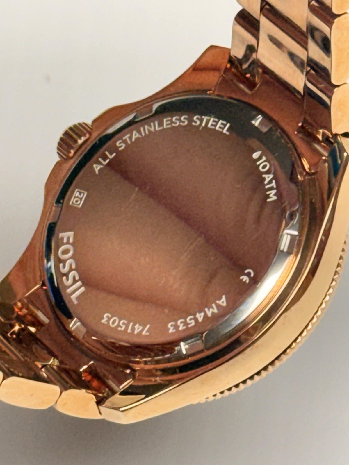 Fossil AM4533 Chronograph Rose Gold Stainless Steel 40mm Watch New Battery