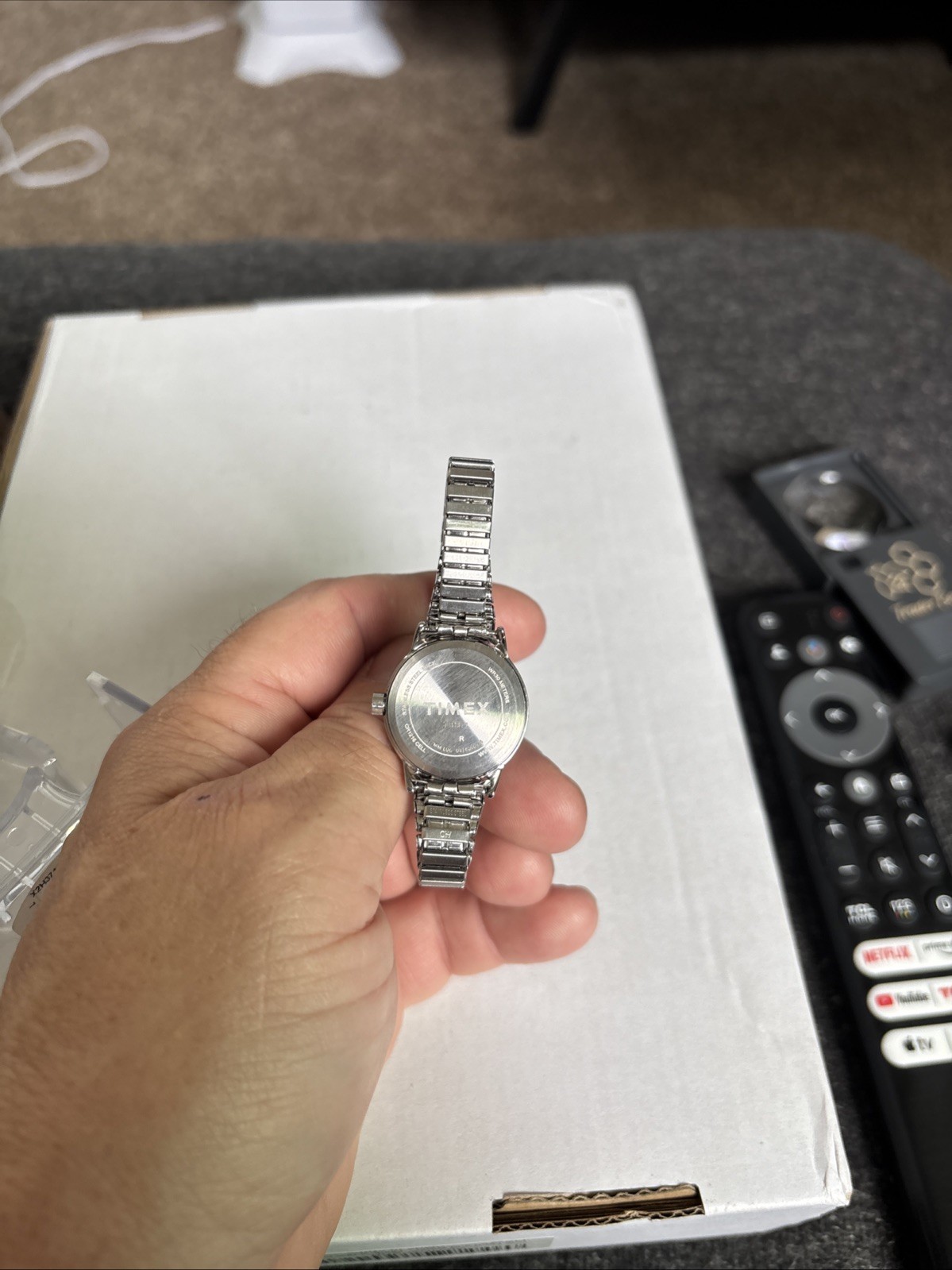 Timex Indigo Watch Women 25mm Case Silver Stretch Band Display(?)