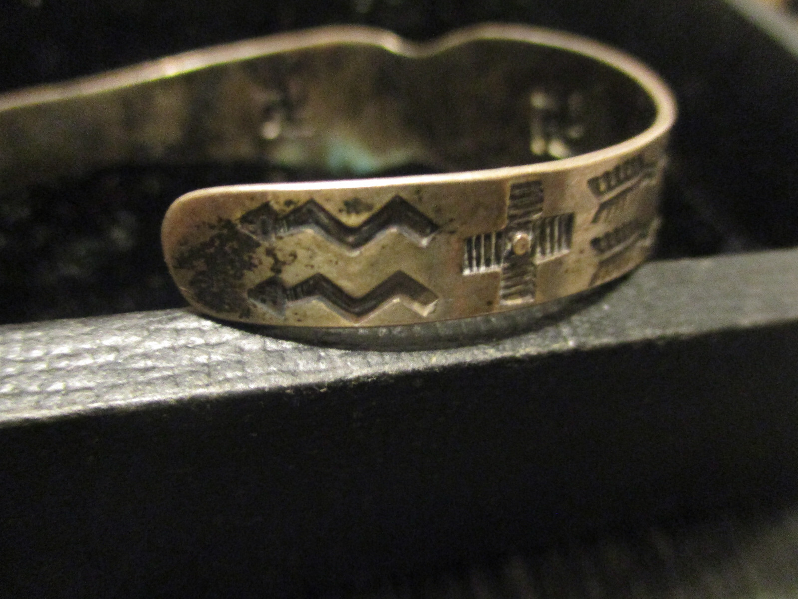 Fred Harvey Era Vintage Navajo Sterling Whirling Log Turquoise Cuff Bracelet!
