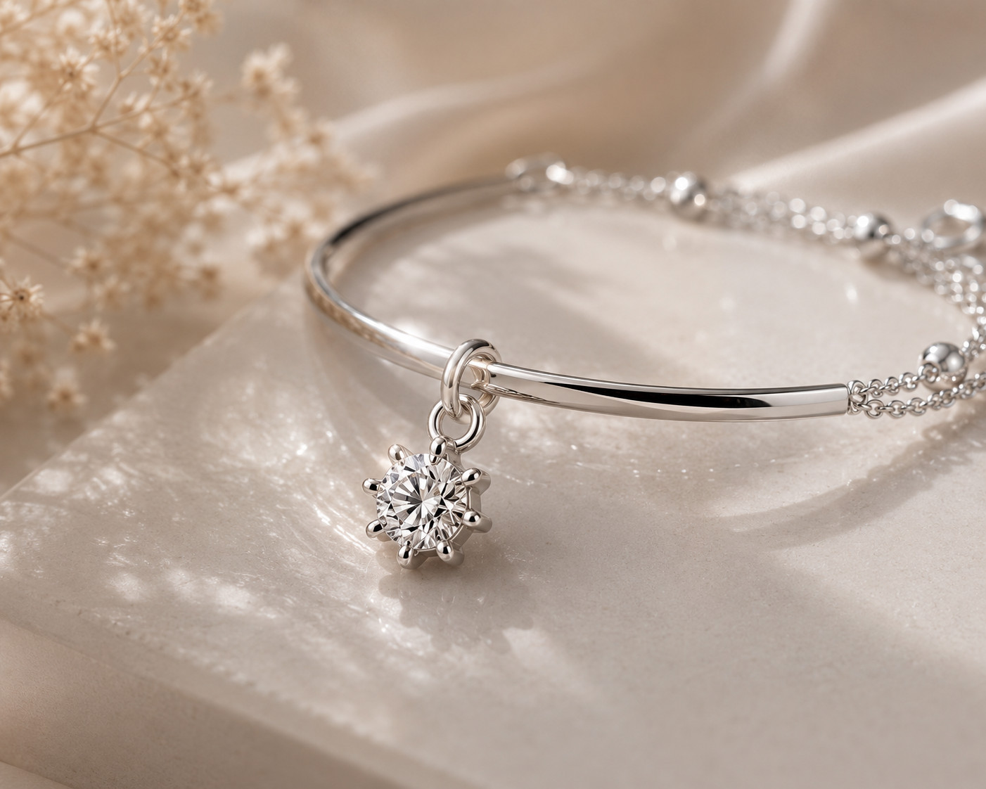 925 Sterling Silver Star Bracelet CZ Adjustable 16-20cm Minimalist Dainty Gift f
