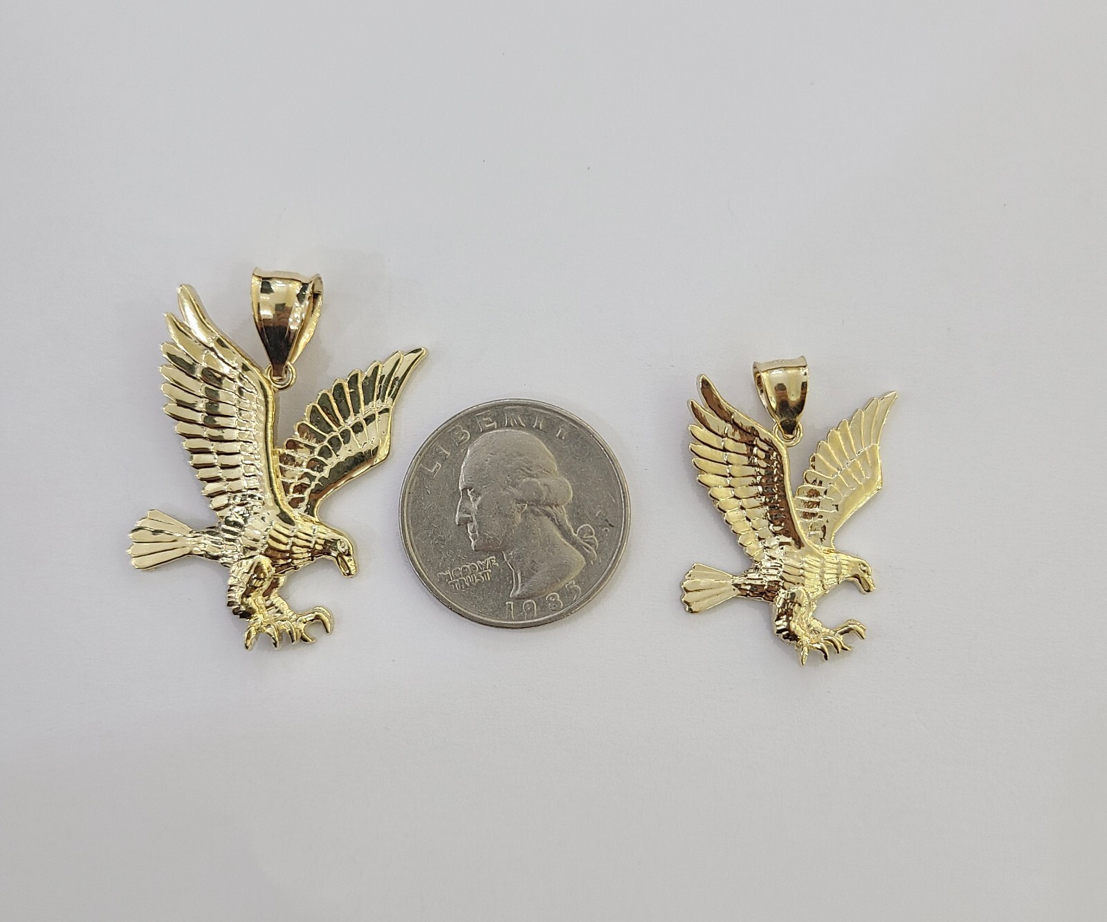 10K Yellow Gold Flying Eagle Charm 1 – 2″ Inch Bird Pendent Real 10kt