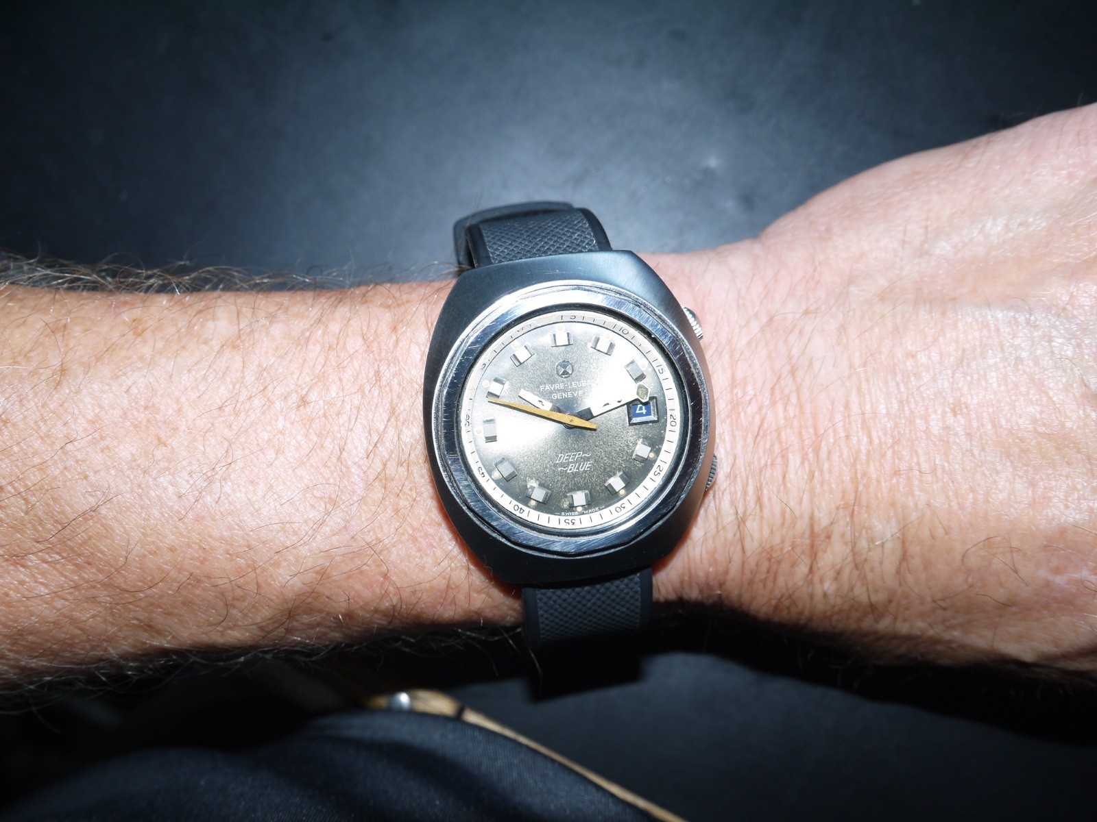 FAVRE LEUBA, DEEP BLUE, 1960’s, 40mm. Stainless, Tropical, Serviced
