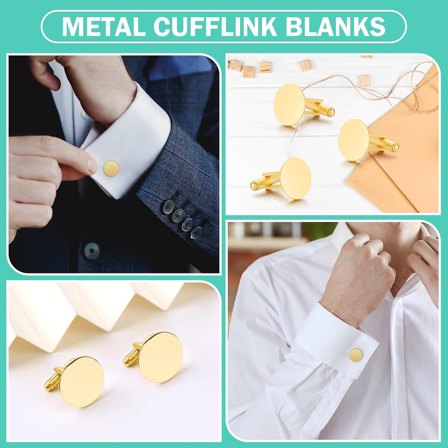 10pcs 16mm Metal Cufflink Blanks Round Bezel Trays DIY Jewelry Findings Gold