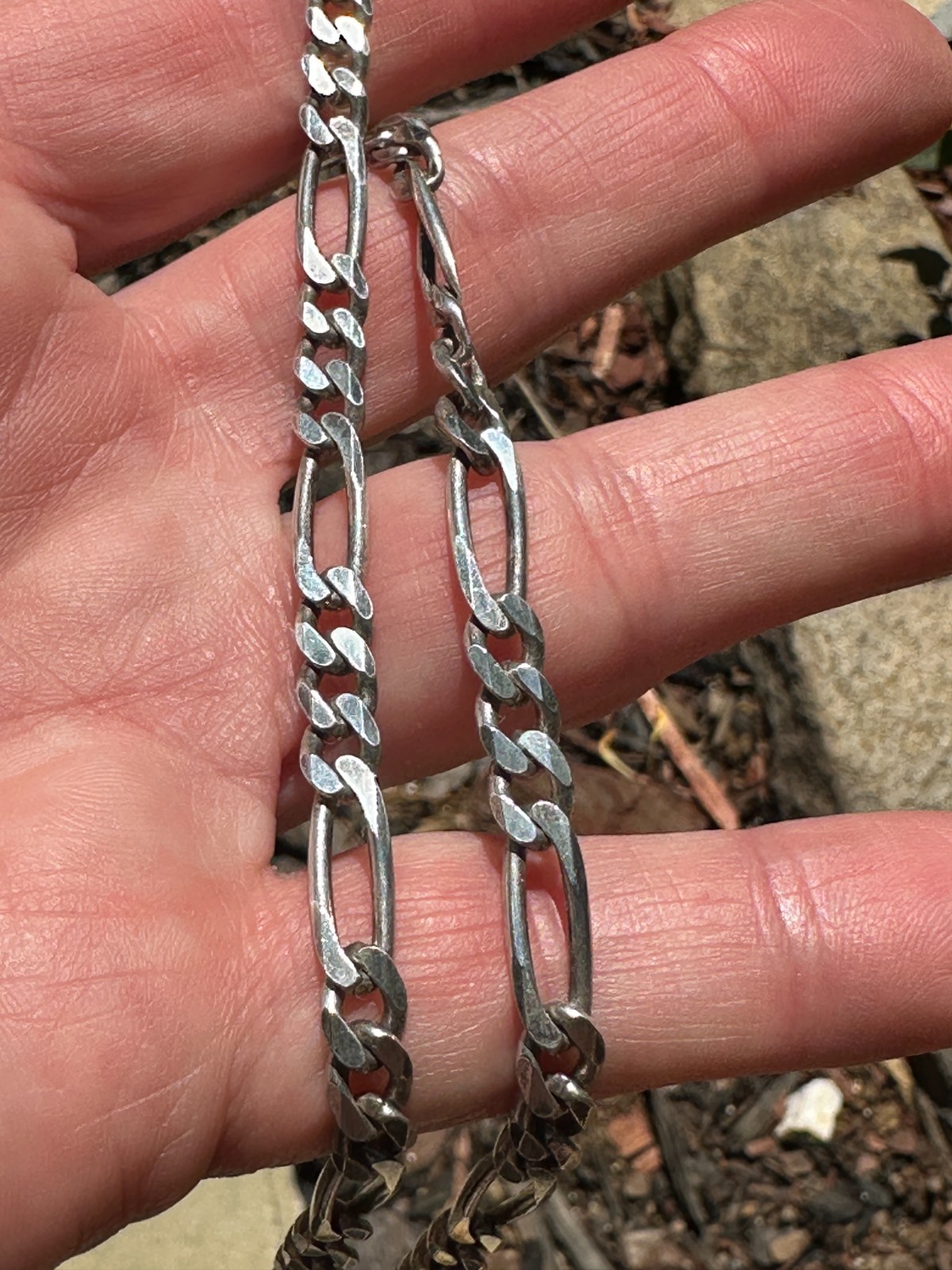 Italy 925 Sterling Silver Diamond Cut Figaro Chain Necklace 18″ 22g 4.5mm