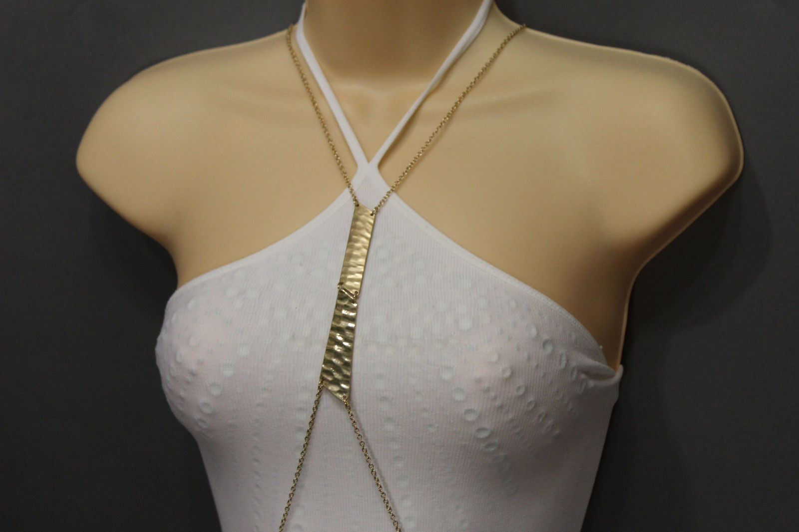 Women Gold Metal Body Chains Long Necklace Jewelry Beach Harness Bikini Basic