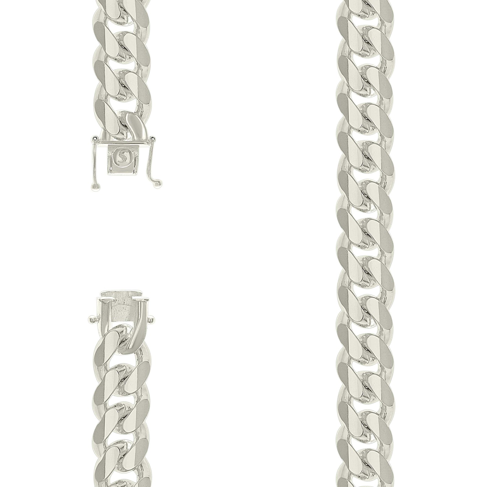 925 Sterling Silver Box Clasp Plain 12.8mm Solid Miami Cuban Chain | 22″ to 26″