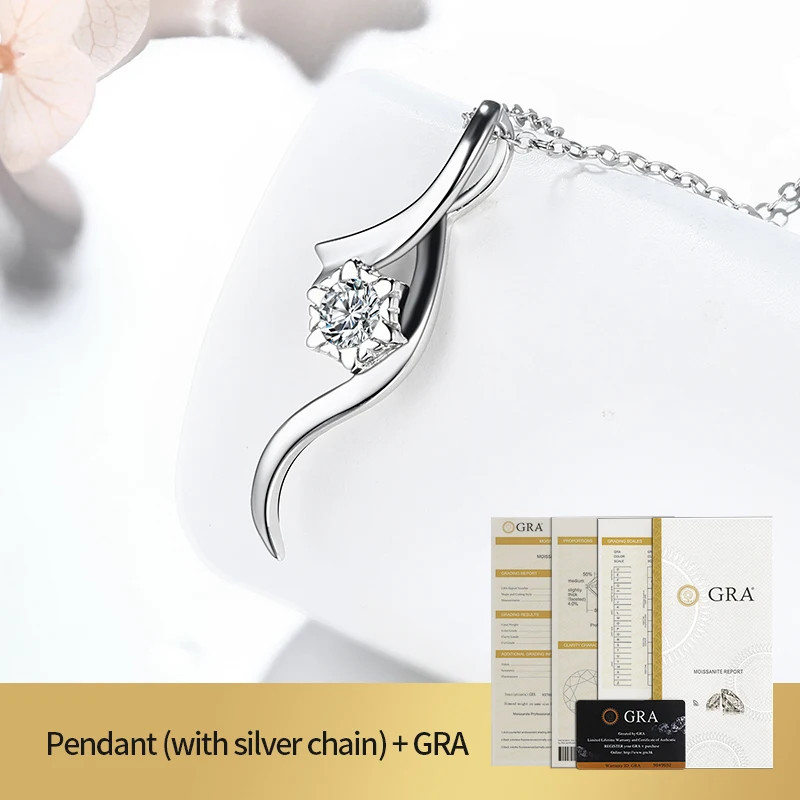 Moissanite Pendant Necklace 925 Sterling Silver Pendant Gift for Her