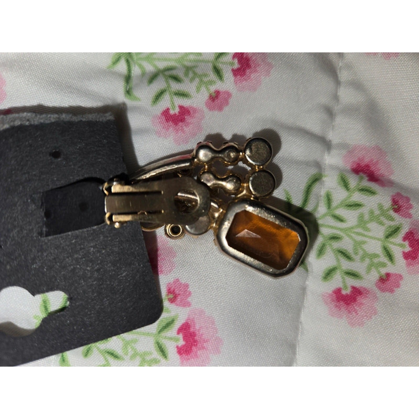 Vintage Julianna Amber and glass clip on Earrings