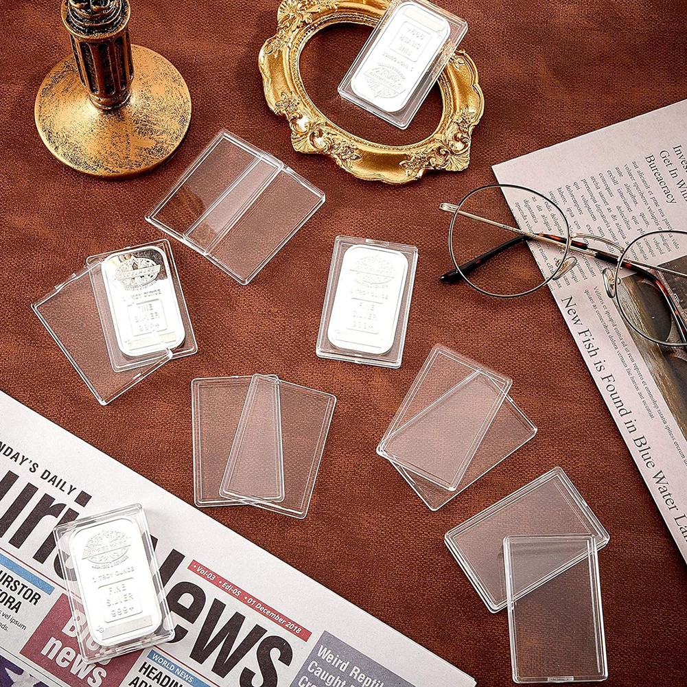 5-50 Pcs 1 oz Silver Bar Case Holder Clear Capsule Storage Container Storage Box