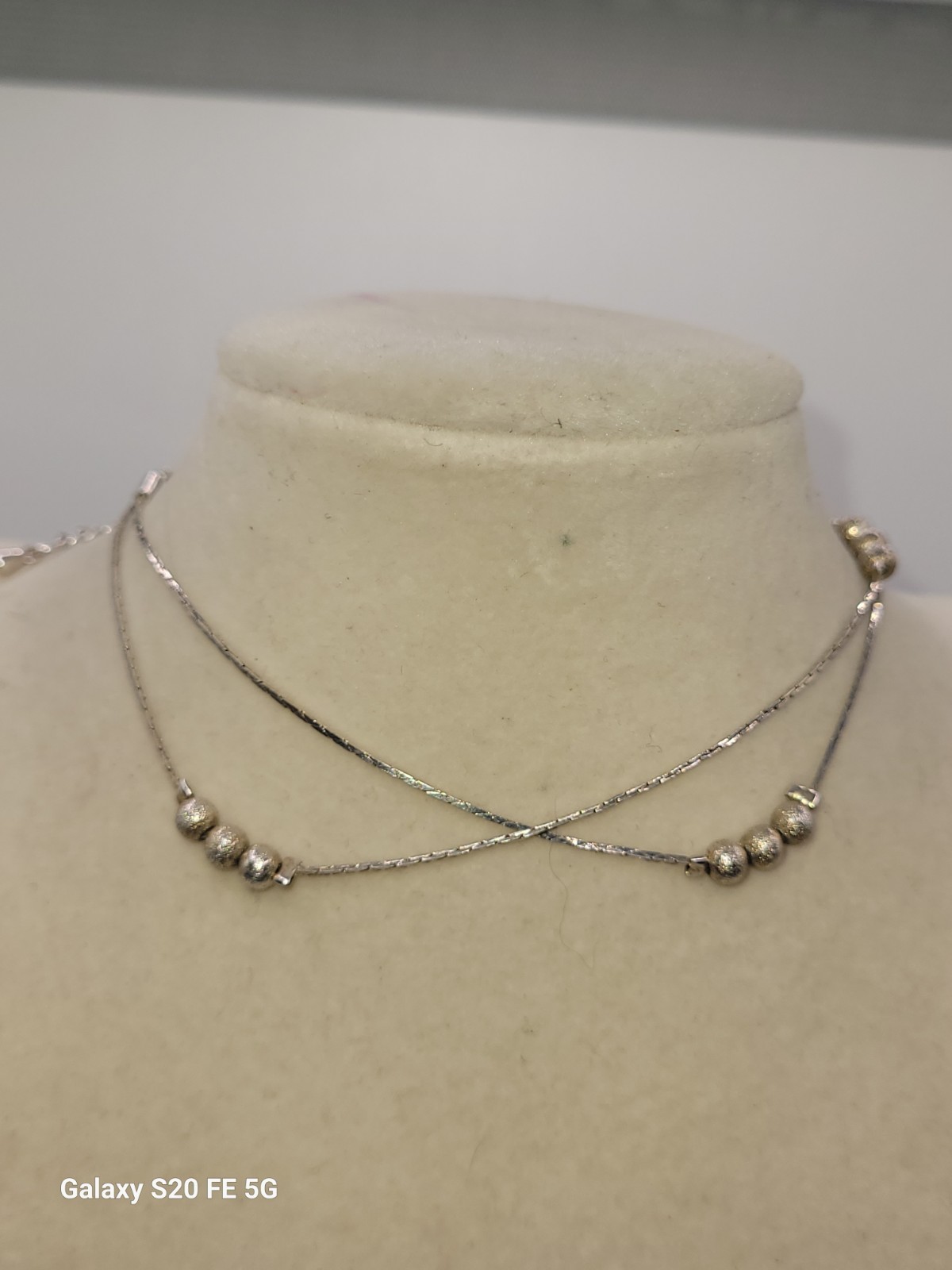 Vintage Sterling Liquid Silver Double Strand Beaded Ankle Bracelet Adjustable