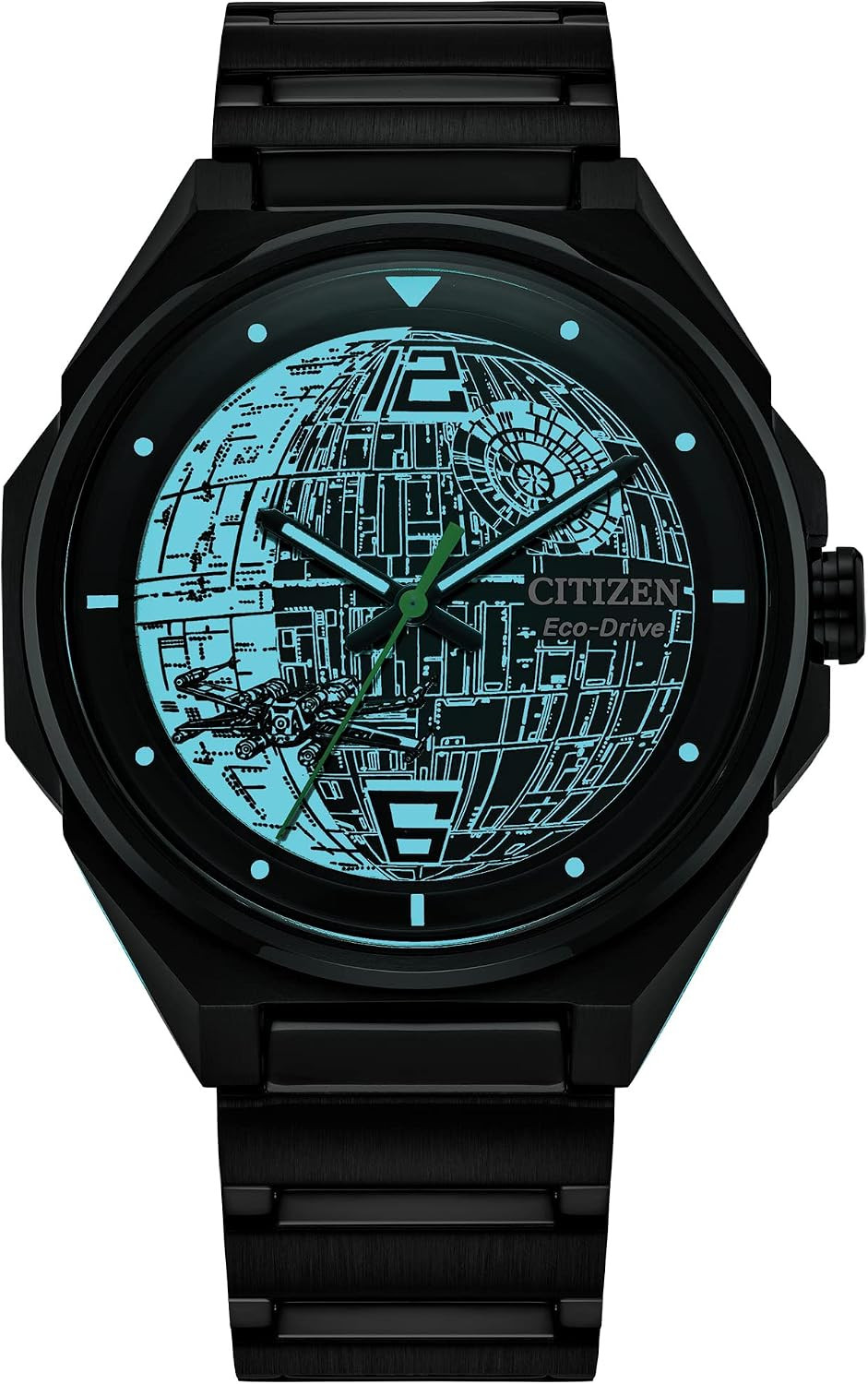 Men’s Eco-Drive Star Wars Death Star Black Stainless Steel Watch 41mm