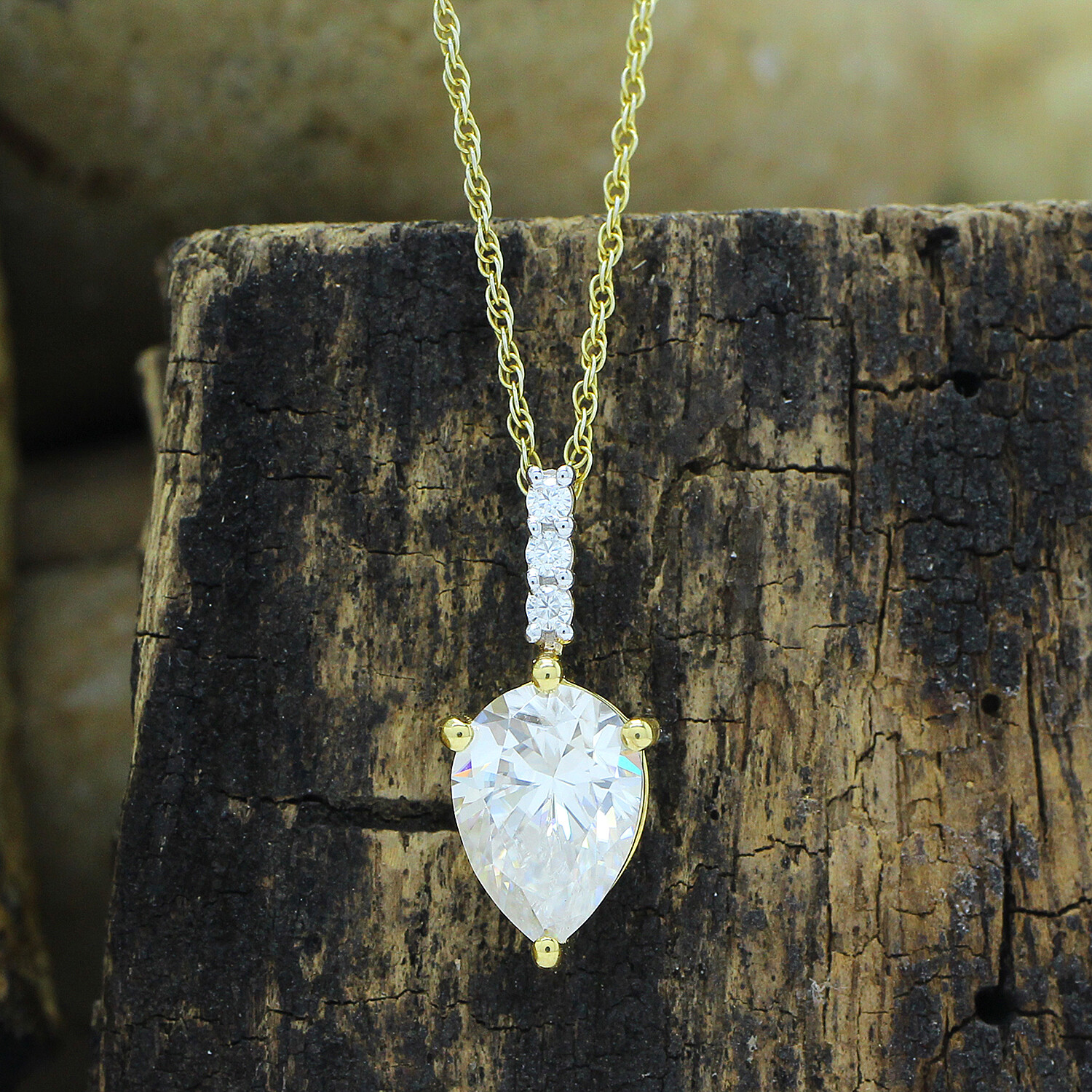 1.90ct Pear Moissanite 10X7MM Solitaire Pendant Necklace in Sterling Silver