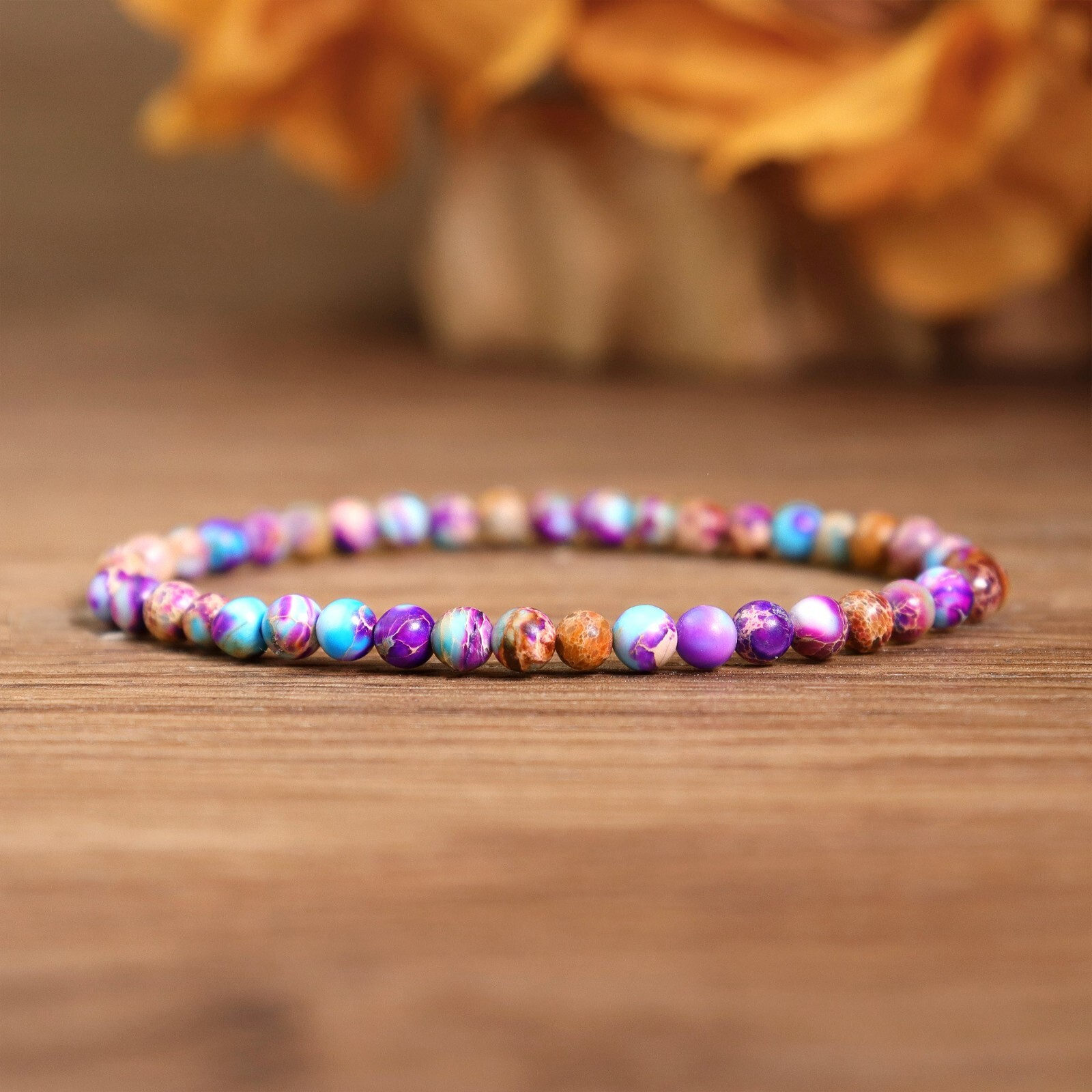 4mm Natural Gemstone Round Beads Layering Healing Bracelets for Reiki Balance
