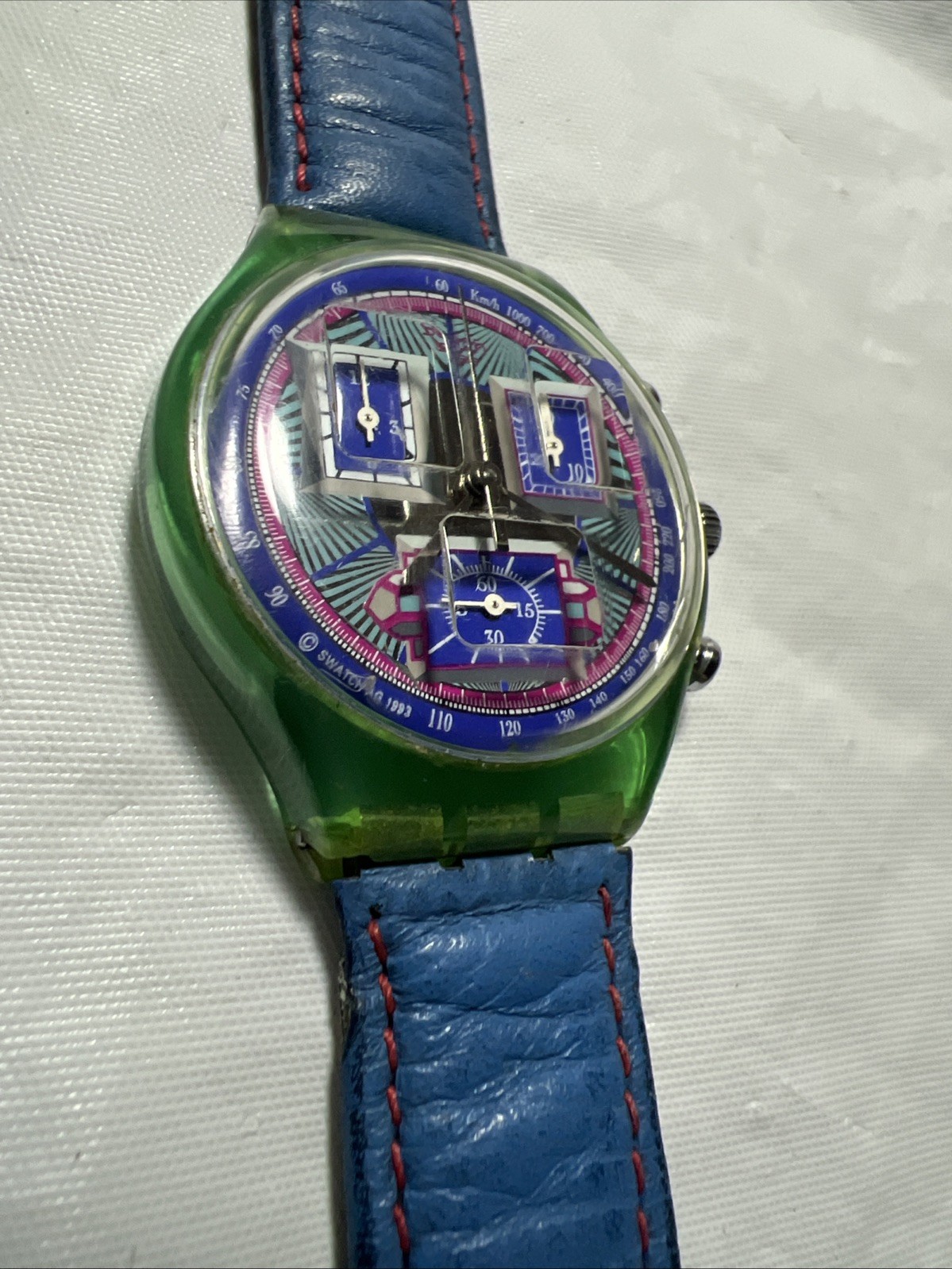 Swatch SWISS Choreograph,(ECHODECO) SCN112,37mm, joyful Purple& Green Dial Motif