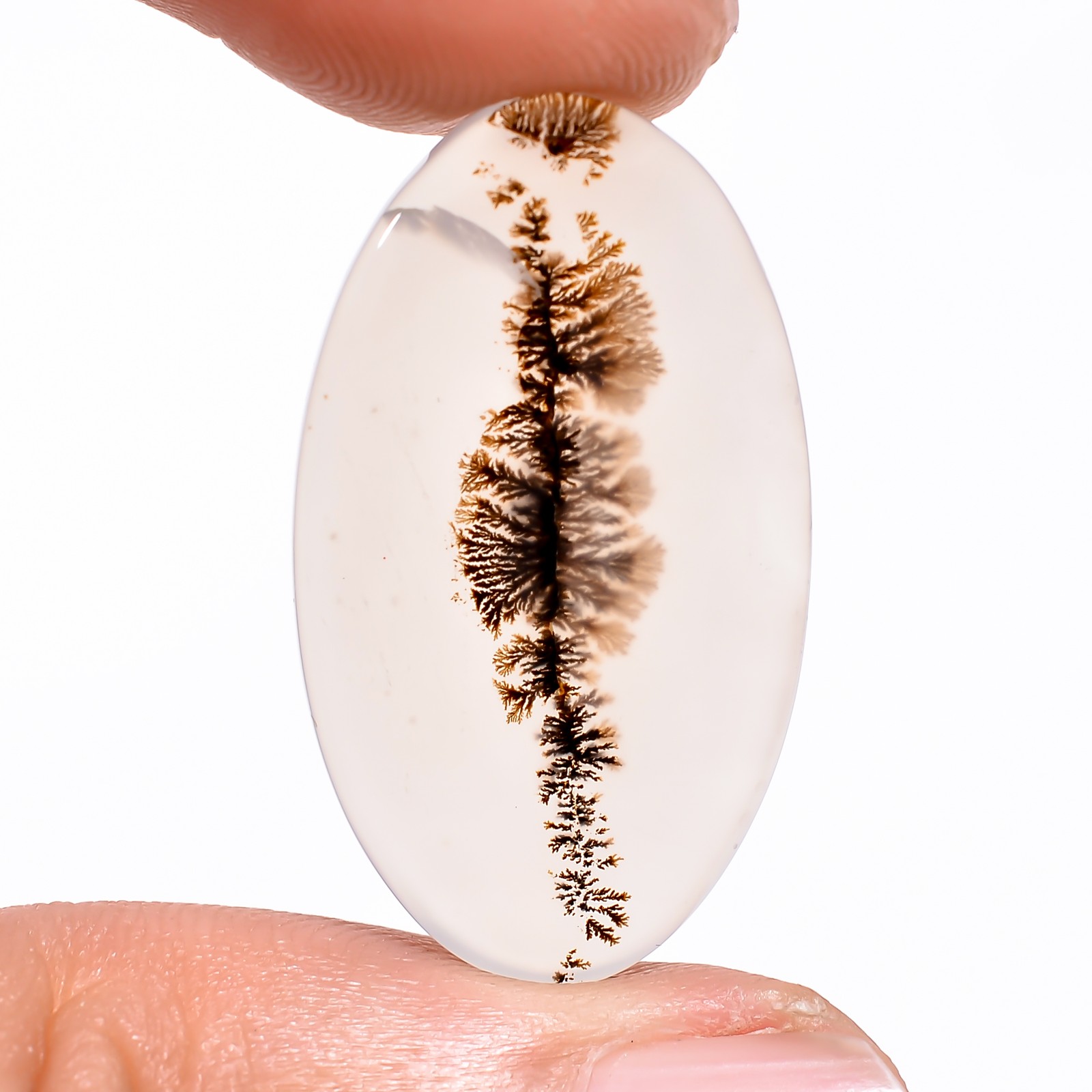10.95Cts.100%Natural Scenic Dendritic Agate Oval Cabochon 15x27x2mm Loose Gems