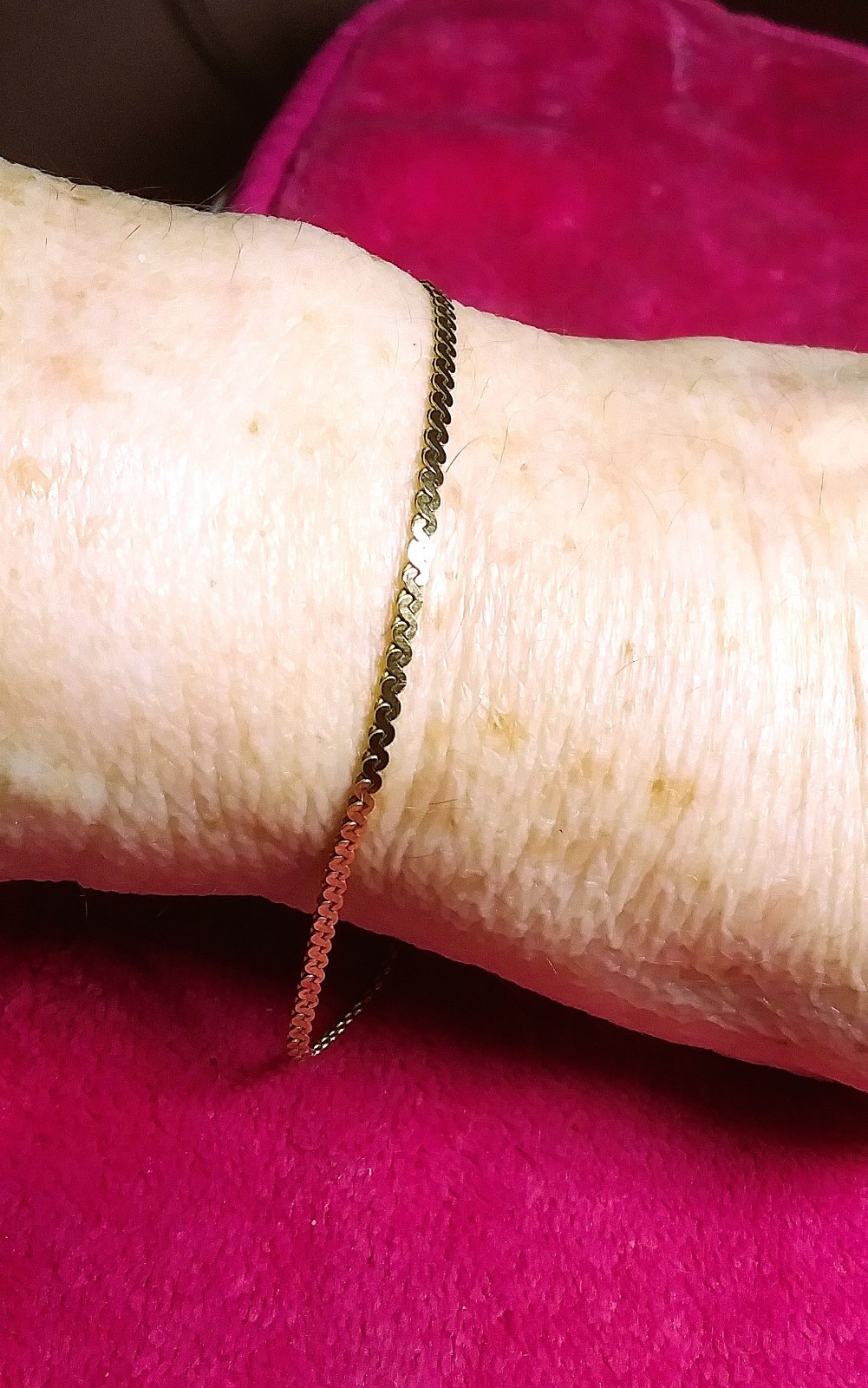Solid 14k Yellow Gold Serpentine Snake S Chain Bracelet 7.5″ 2mm 2.2g Italy