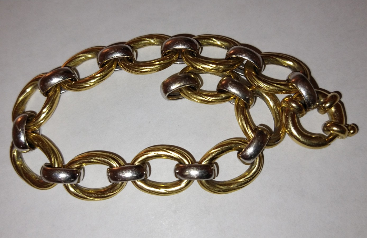 18k white and yellow gold Italian 10.8mm bracelet 20.42 grams – 7.25″