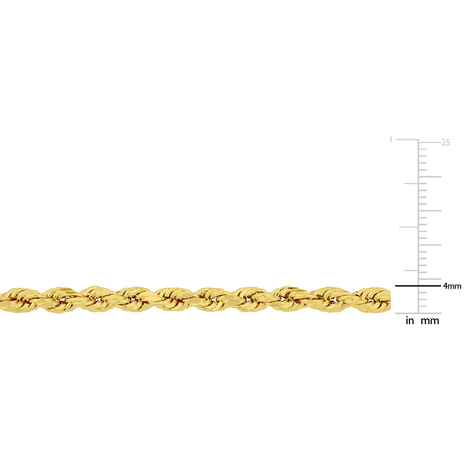 Amour 10k Solid Yellow Gold 4mm 18″ Rope Chain Necklace and Bracelet 2 Piece Set