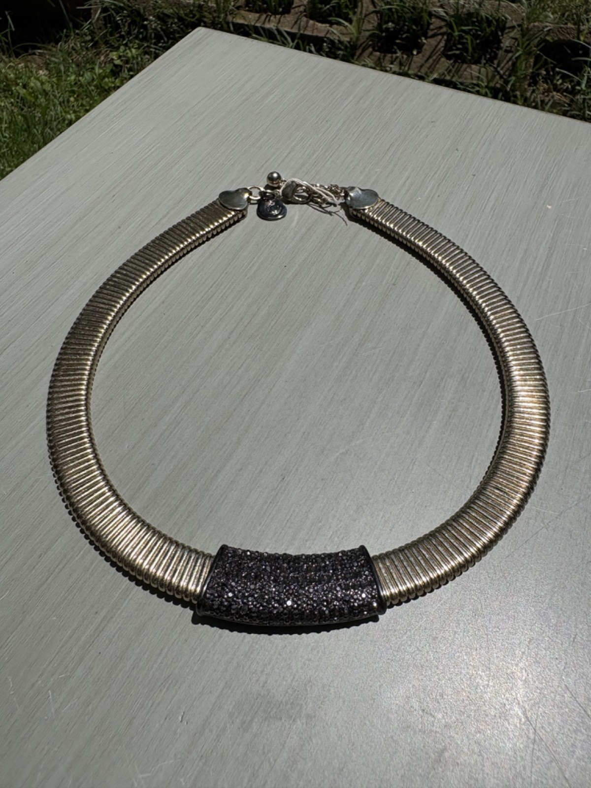 Chico’s Gold Tone Collar Statement Necklace Curb Link Adjustable Lobster Clasp