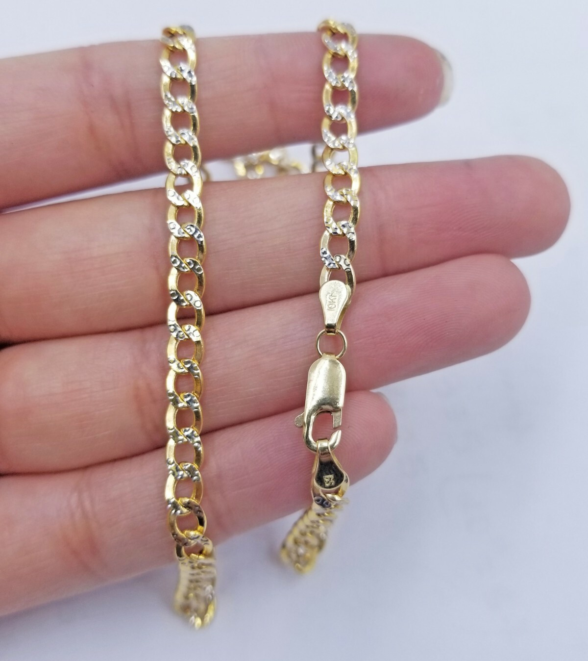 10K Yellow Gold 5mm Cuban Curb Link chain Necklace 18-26 Inch Diamond Cut Real