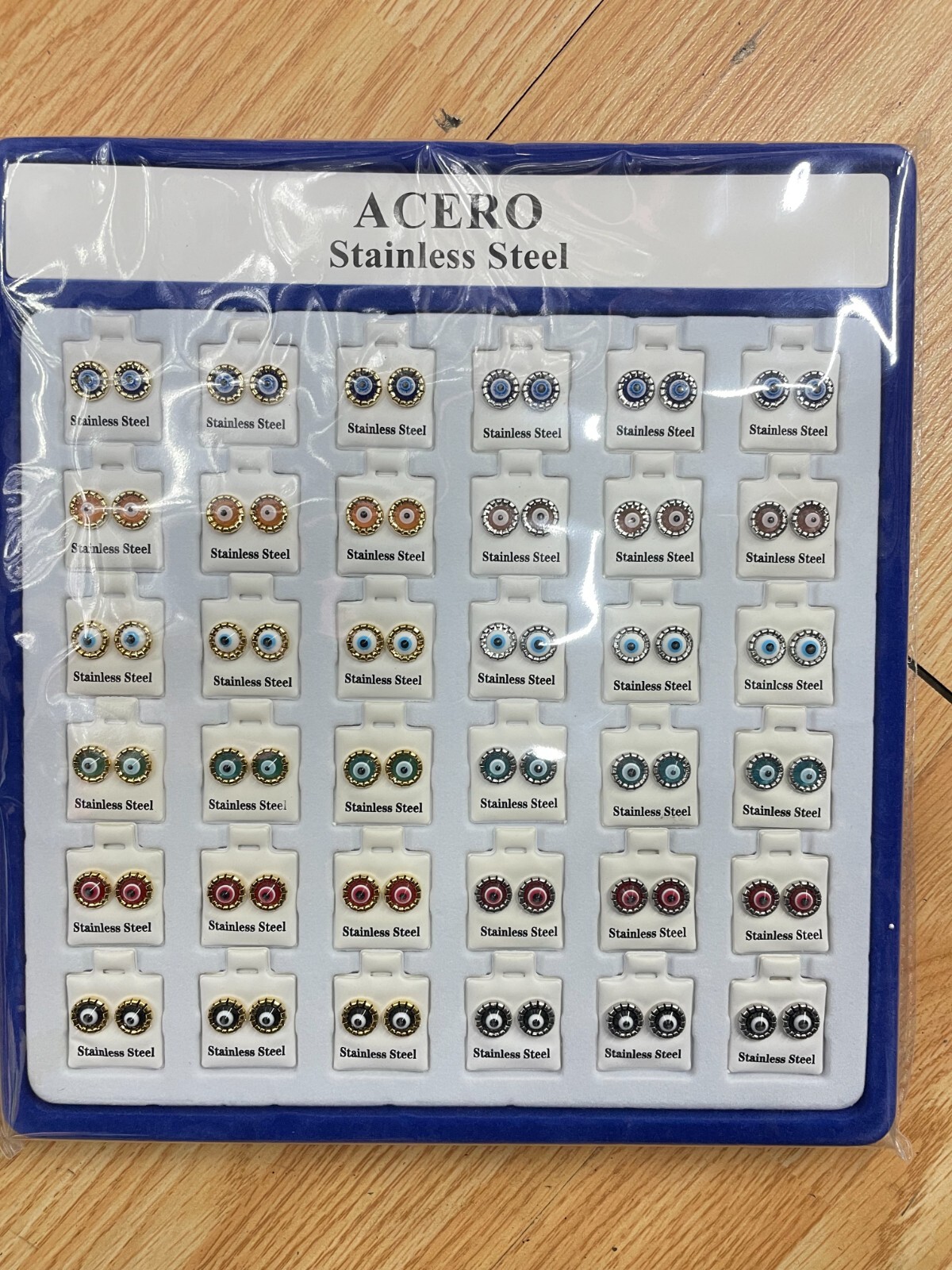 Wholesale 36pcs Stainless Steel Earrings Evil Eye Stud Silver Jewelry Lot Resale