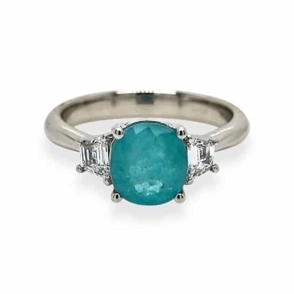 2.26ct Vivid Neon Green-Blue Natural Paraiba Tourmaline Ring 18K Gold GIA Cert