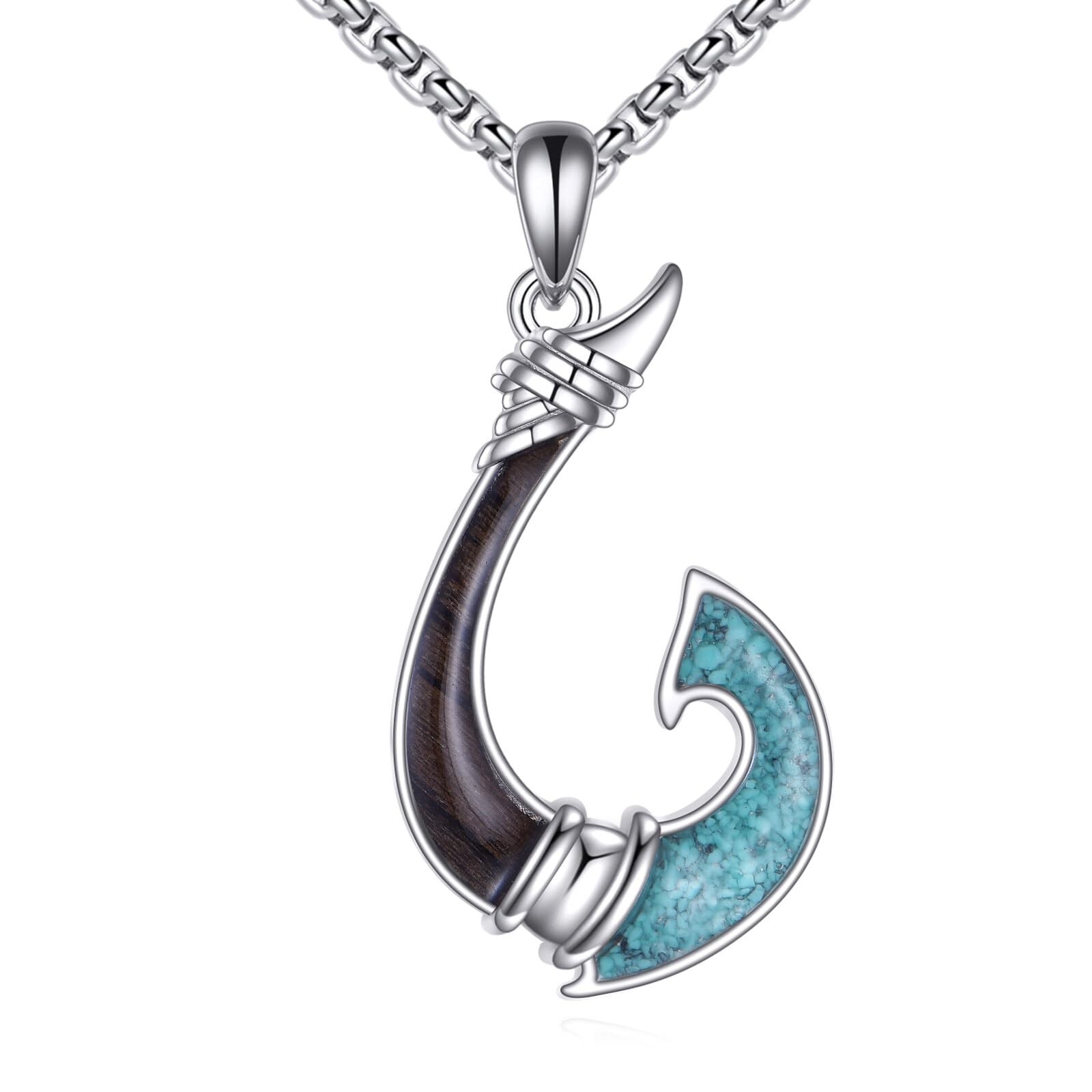 Fish Hook Necklace 925 Sterling Silver Hawaii Fishing Hook Pendant Jewelry Gi…