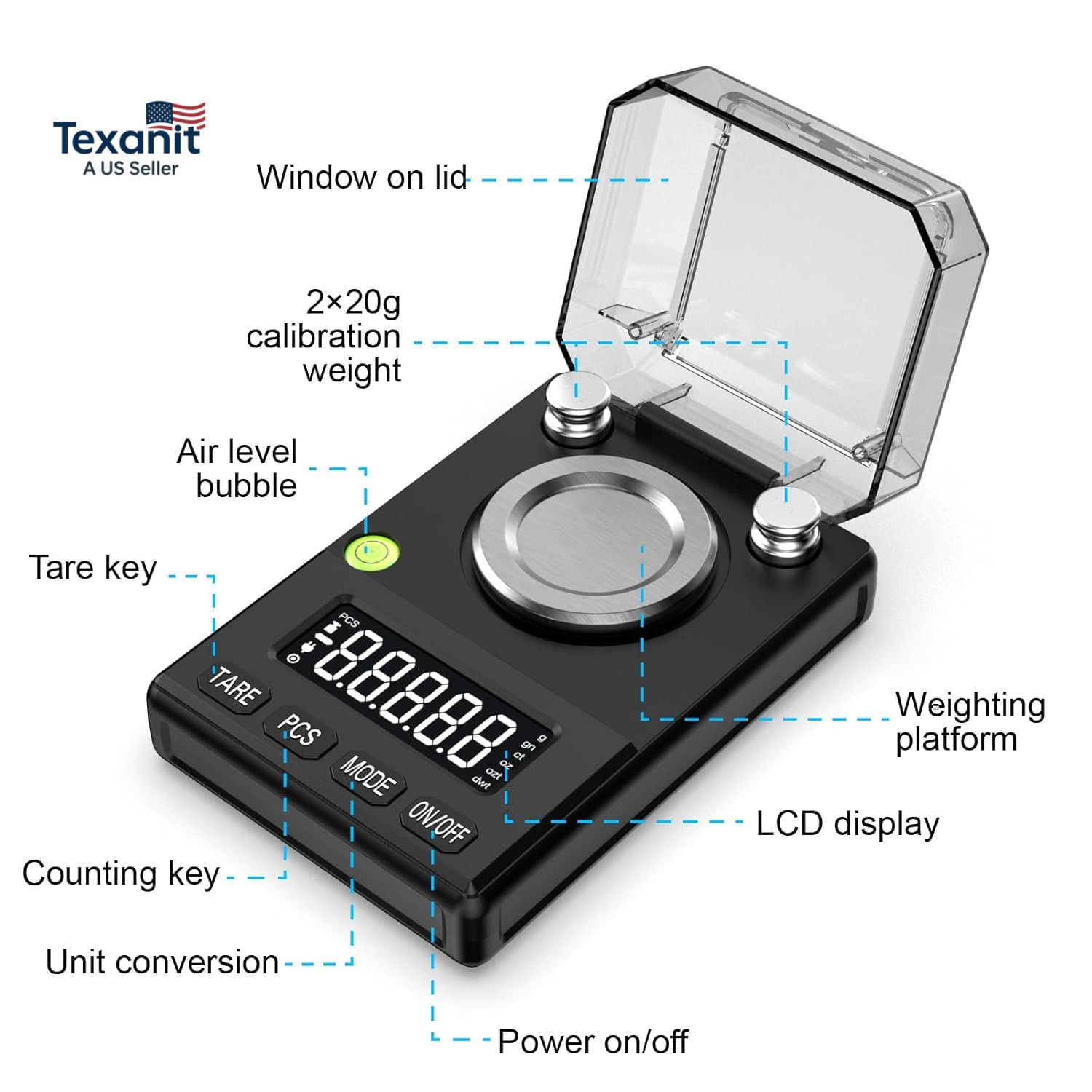 ‌100G X 0.005G High Precision Milligram Scale – Digital Scale for Jewelry, Gemst