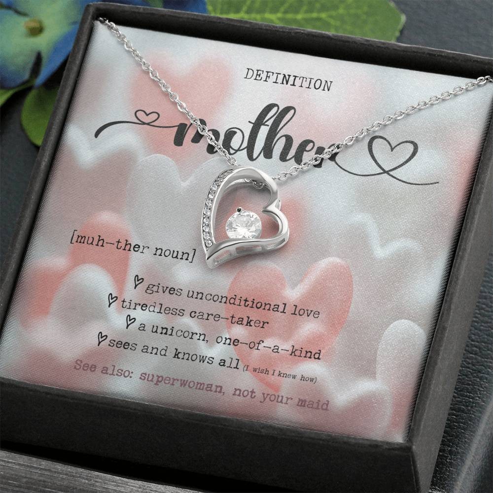 Definition of Mother – Mother’s Day Rose Pendant Necklace, Birthday Gift Wife