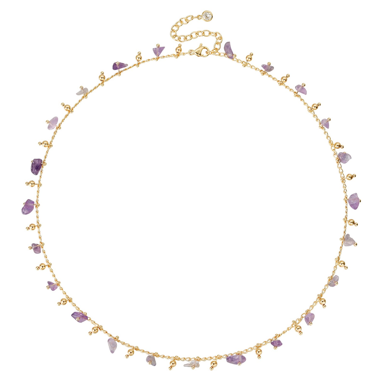 Beaded Necklaces for Women 14K Gold Plated Dainty Colorful Green/Rose Beade – 01