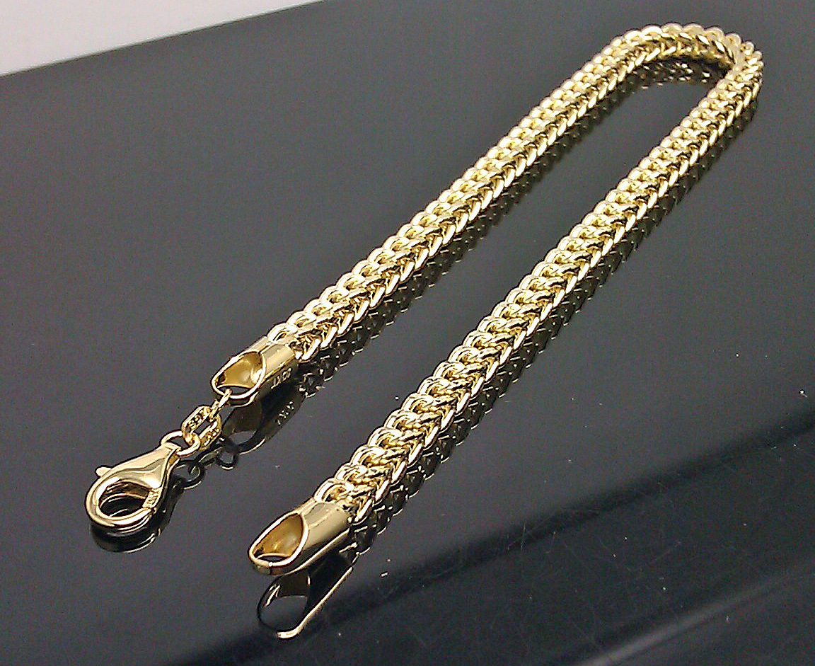 10k Yellow Gold Franco Bracelet 4mm 8″ Inch Men Women Rope Cuban Link Real gold