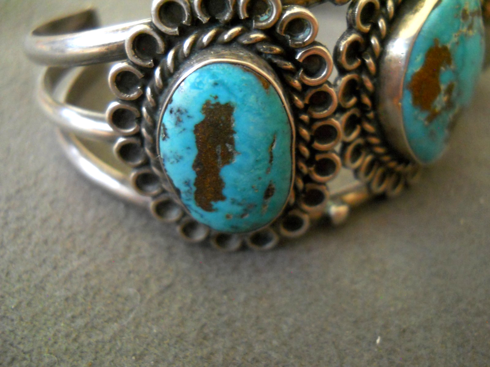 Native American Navajo Blue Turquoise w/Pyrite Sterling Silver Cuff Bracelet 40g