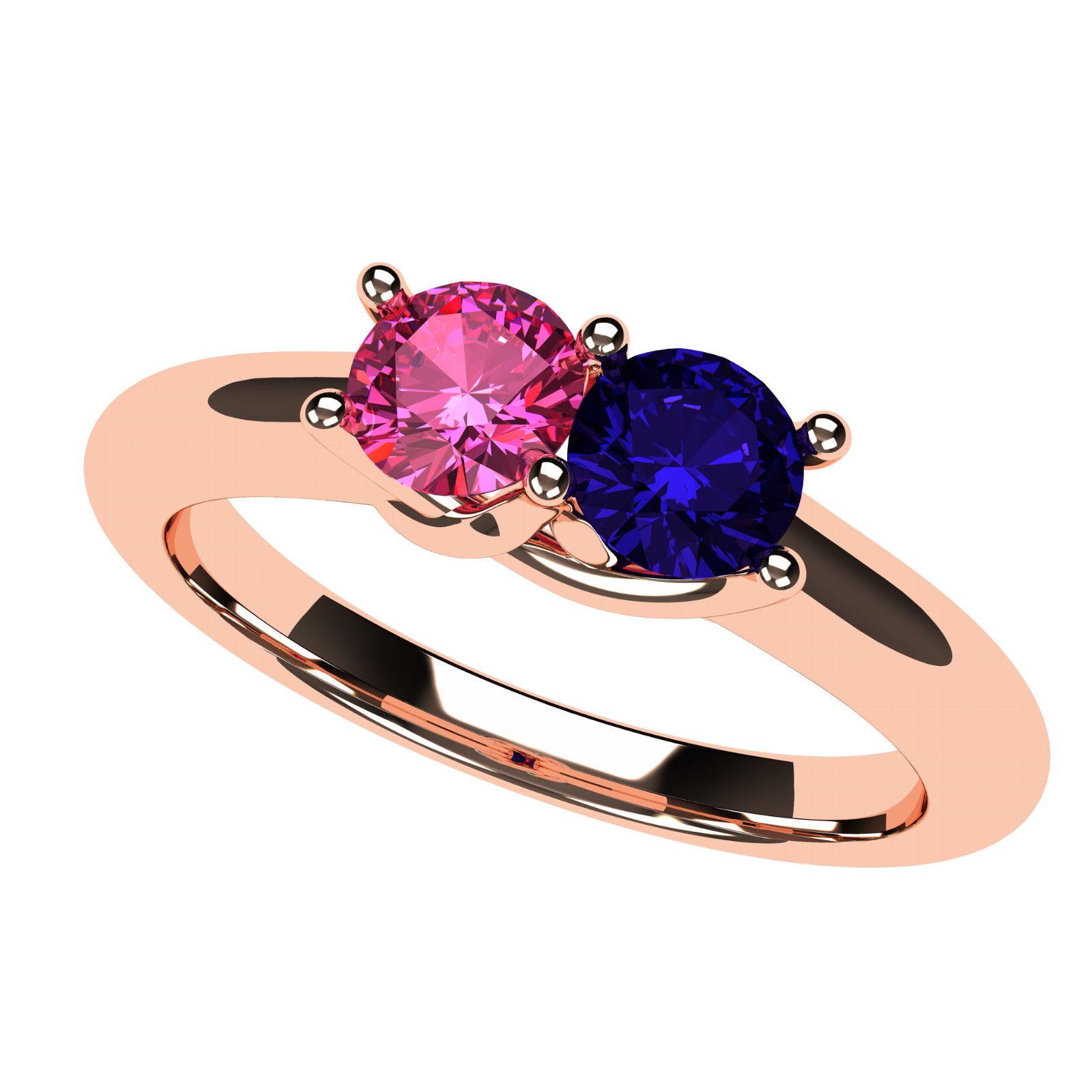 NANA Lucita Couples Ring With 2 Simulated Birthstones in Sterling Silver or 10K