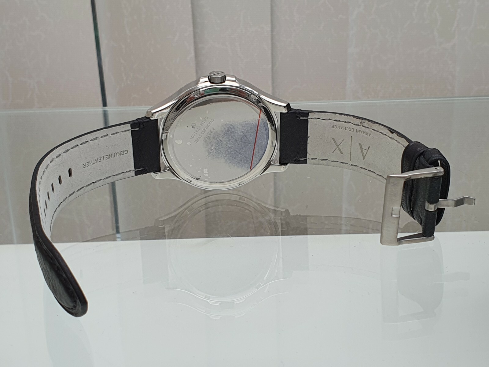 ARMANI EXCHANGE Mens Watch Black leather strap ,Easy to Read Date used VGC a17