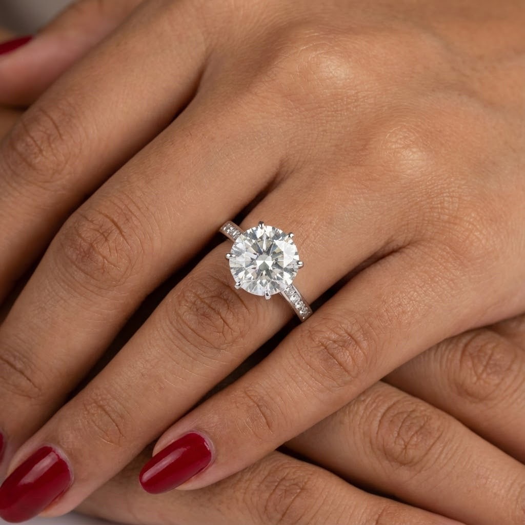 Engagement Ring Classic 18K White Gold 4.63 Carat Round Lab-Grown Diamond I SI2