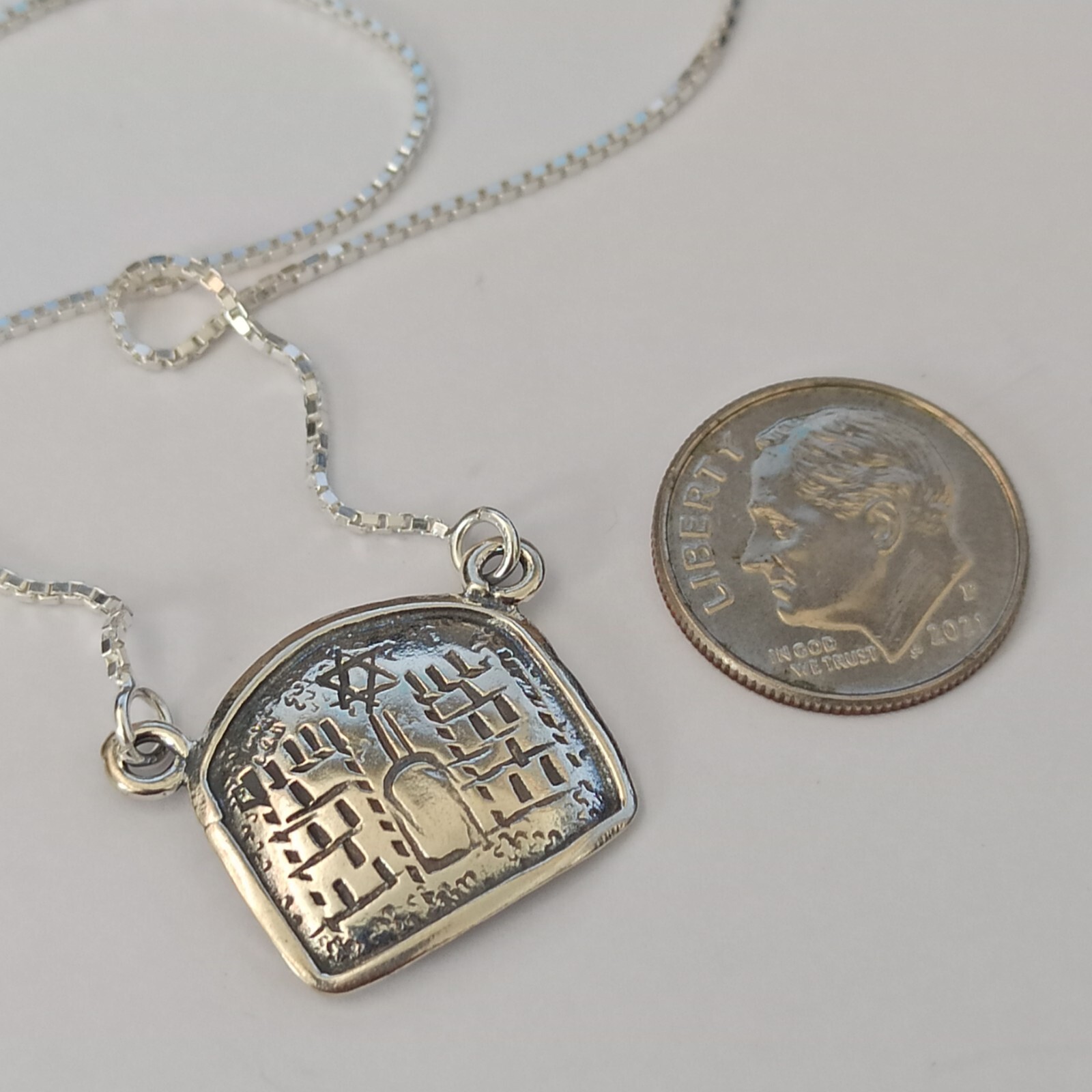 Vintage Star of David Necklace 90s Israel Artisan Silver 925 Judaica Gift Box 19