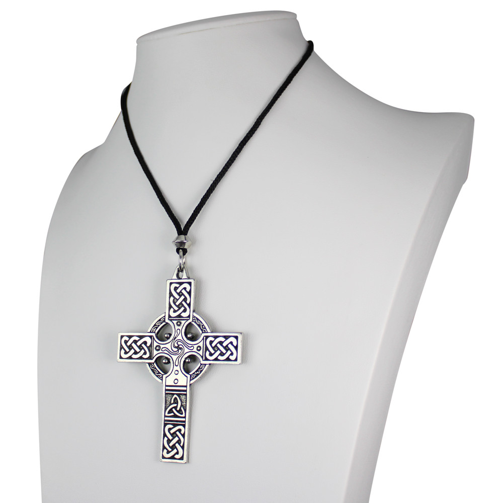 Large Celtic Cross Necklace Knotwork Jewelry Knot Pendant Christian Catholic