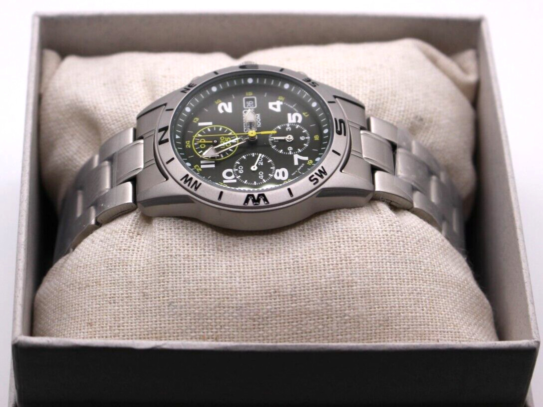 SEIKO SND377P Chronograph Men’s Watch New Green Silver Authentic Military Japan