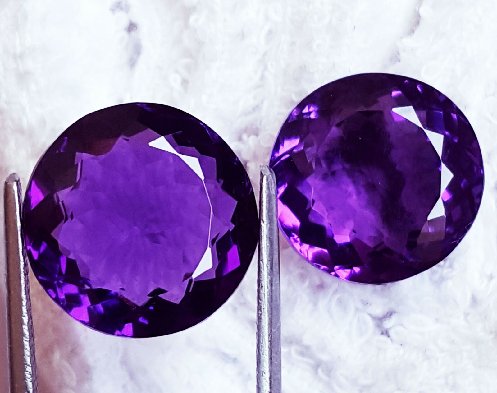 Loose Gemstone Natural Violet Amethyst 22+ Ct Certified Pair With Free Gift RN27