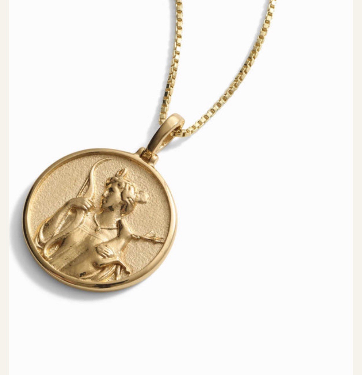 18K Gold Plated Greek Mythology Coin Pendant and Necklace / Artemis Goddess