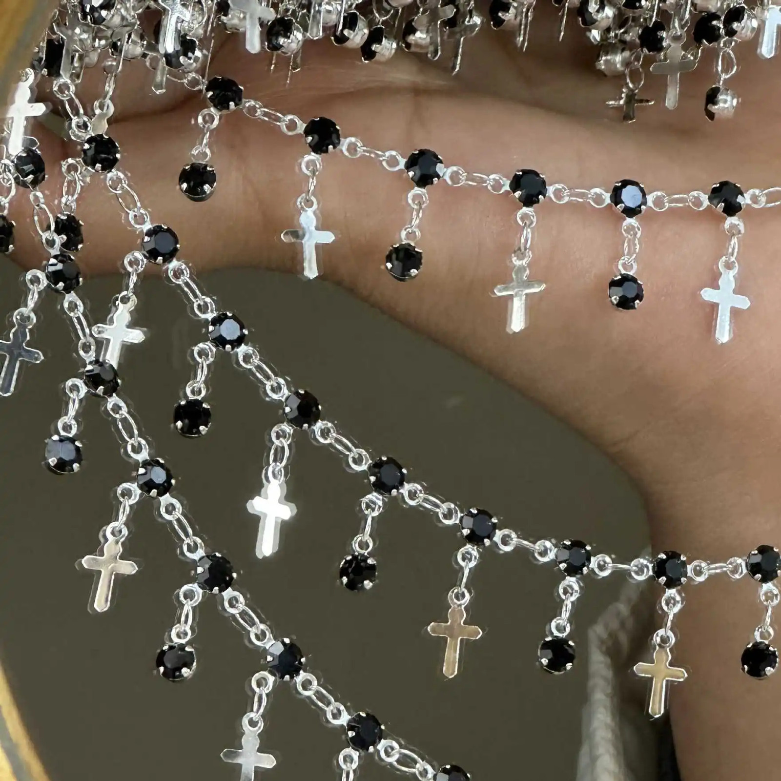 0.5/1 Meter Goth Style Black Cross Skeleton Pendant Chain for DIY Necklace Women