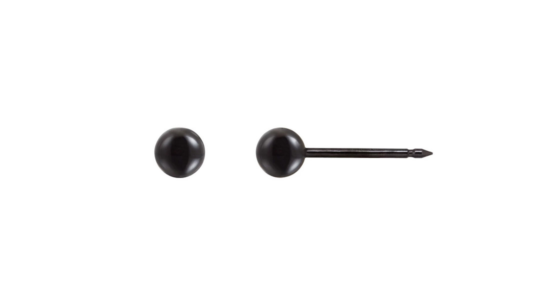 Inverness Ear Piercing Home Kit 4mm Black Ball Stainless Steel Earrings 898CW