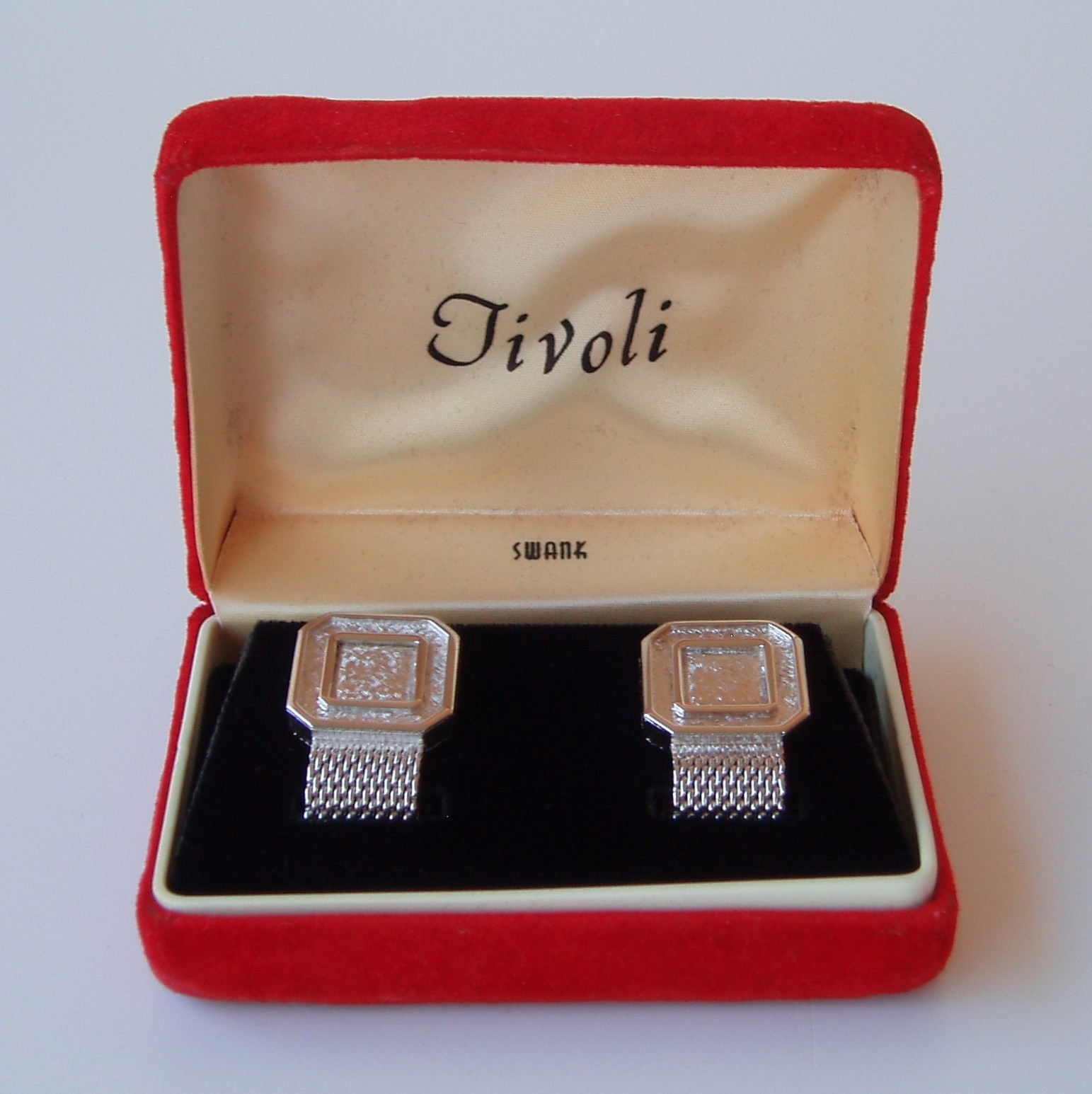 Vintage Tivoli Cufflinks by Swank Silver Tone Mesh Wrap Around with Original Box